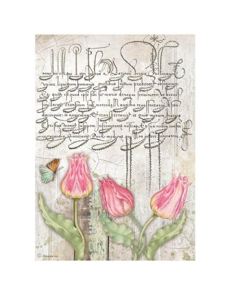 Stamperia A4 Rice paper packed - Romantic Garden House tulips