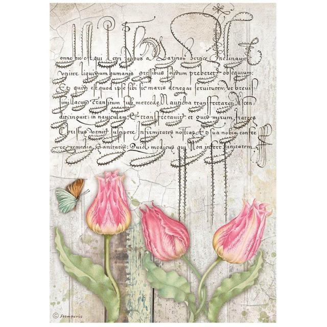 Stamperia A4 Rice paper packed - Romantic Garden House tulips