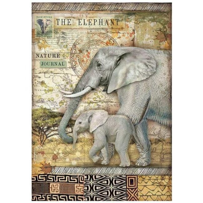 Stamperia A4 Rice paper packed - Savana The elephant