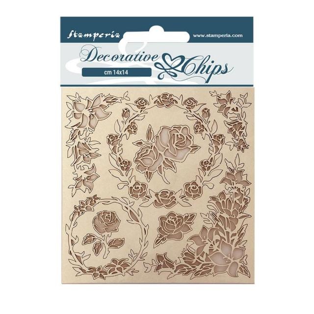 Stamperia Decorative chips cm 14x14 - Casa Granada roses