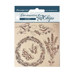 Stamperia Decorative chips cm 14x14 - Provence garland and birds