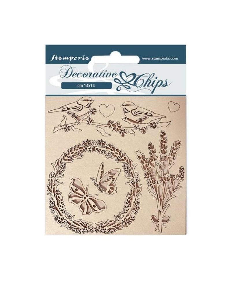 Stamperia Decorative chips cm 14x14 - Provence garland and birds