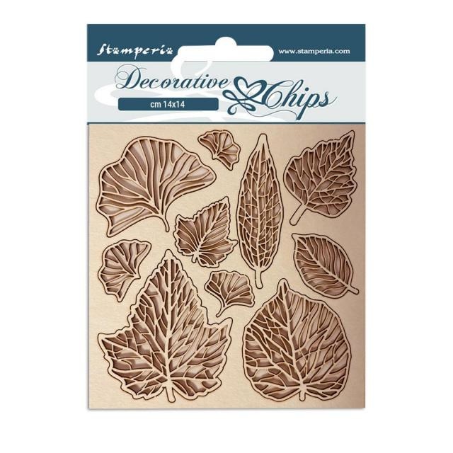 Stamperia Decorative chips cm 14x14 - Romantic Garden House leaves