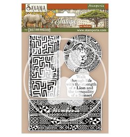 Stamperia HD Natural Rubber Stamp cm 14x18 - Savana etnical borders