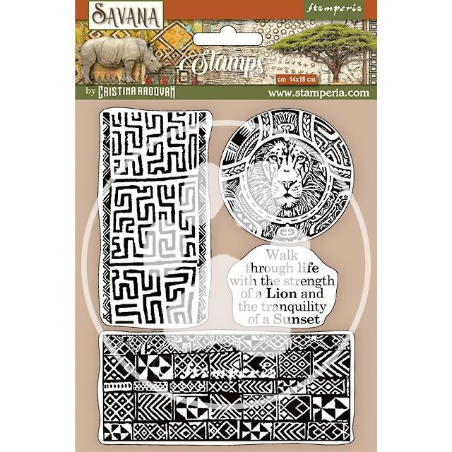 Stamperia HD Natural Rubber Stamp cm 14x18 - Savana etnical borders