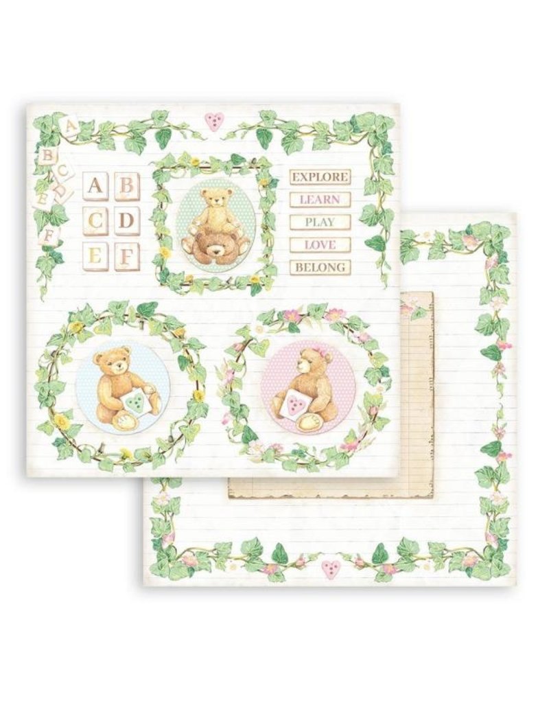 Stamperia Scrapbooking Double face sheet - DayDream bear and garlands
