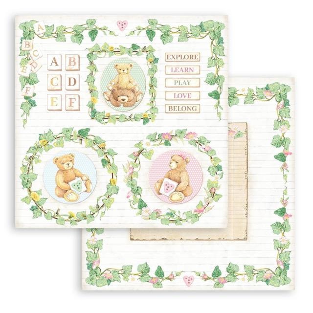 Stamperia Scrapbooking Double face sheet - DayDream bear and garlands