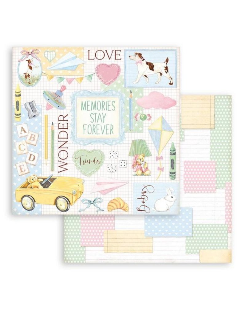 Stamperia Scrapbooking Double face sheet - DayDream yellow car