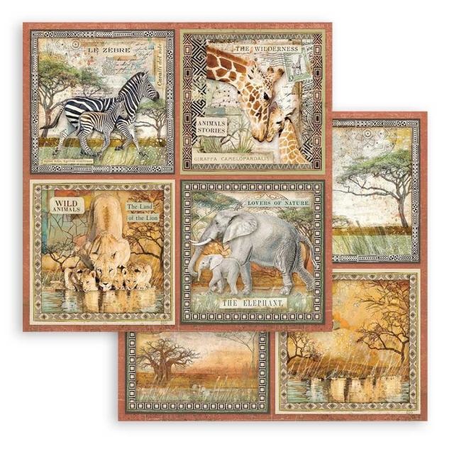 Stamperia Dubbelzijdig Scrapbook Papier - Savana 4 cards