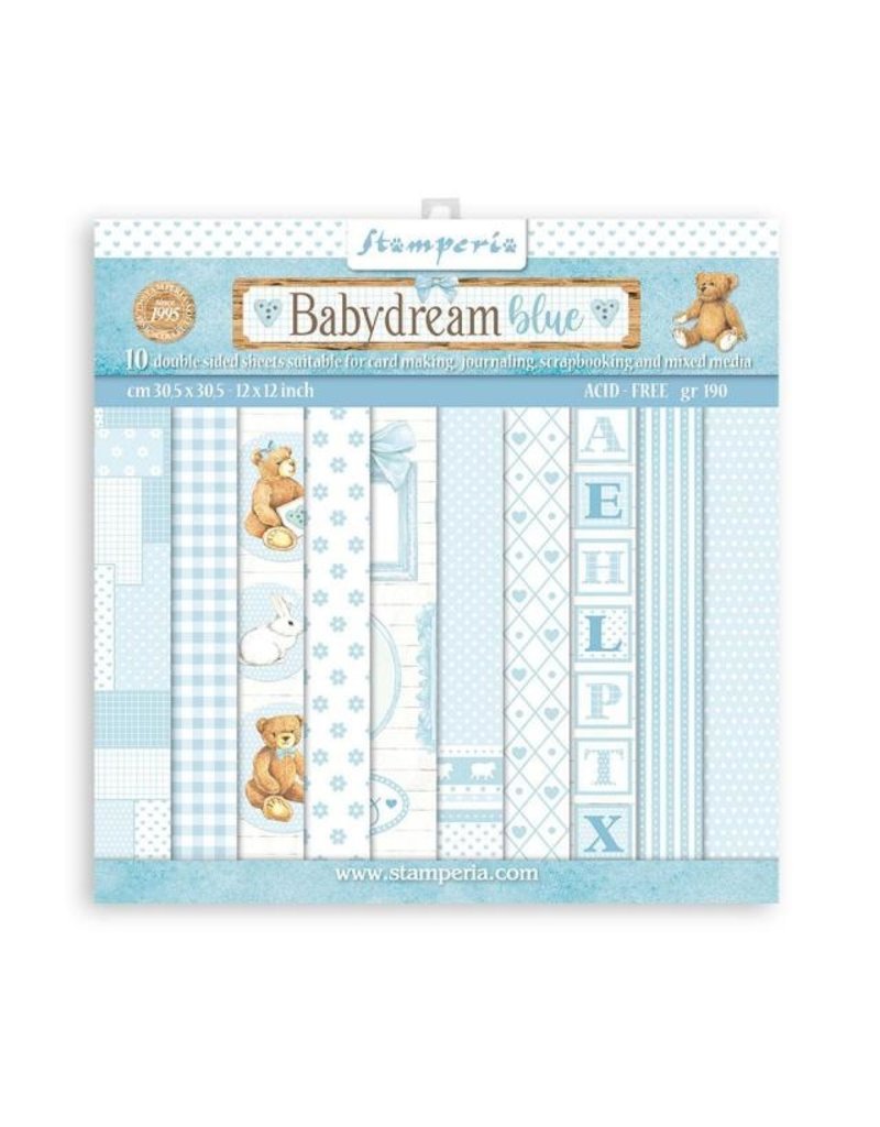 Stamperia Scrapbooking Pad 10 sheets cm 30,5x30,5 (12"x12") - BabyDream Blue