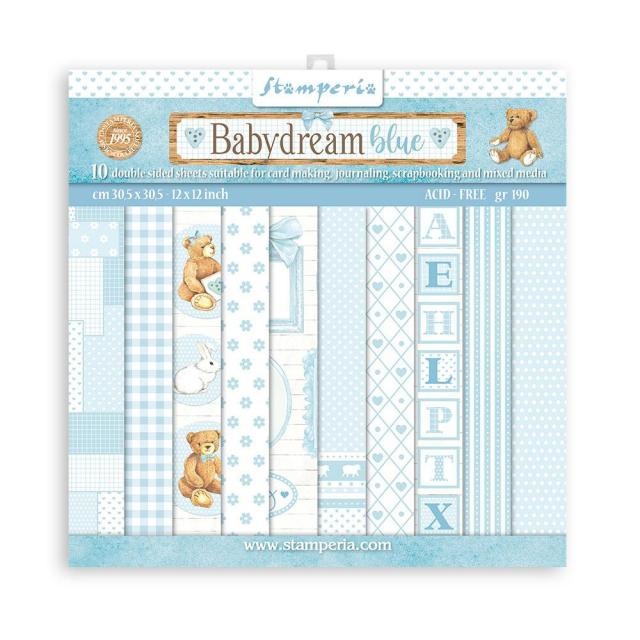 Stamperia Scrapbooking Pad 10 sheets cm 30,5x30,5 (12"x12") - BabyDream Blue