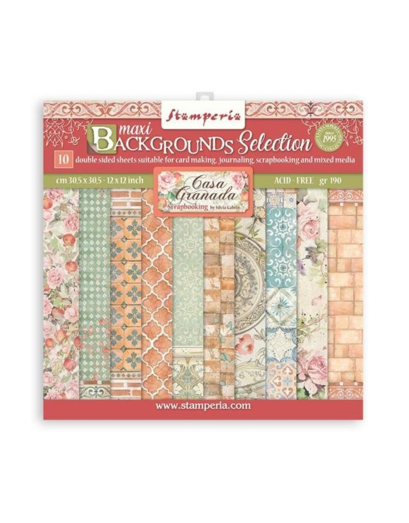 Stamperia Scrapbooking Pad 10 sheets cm 30,5x30,5 (12"x12") Maxi Background selection - Casa Granada