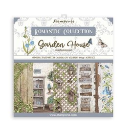 Stamperia Scrapbooking Small Pad 10 sheets cm 20,3X20,3 (8"X8") - Romantic Garden House
