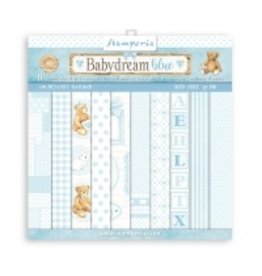 Stamperia Scrapbooking Small Pad 10 sheets cm 20,3X20,3 (8"X8") Backgrounds Selection - Baby Dream Blue