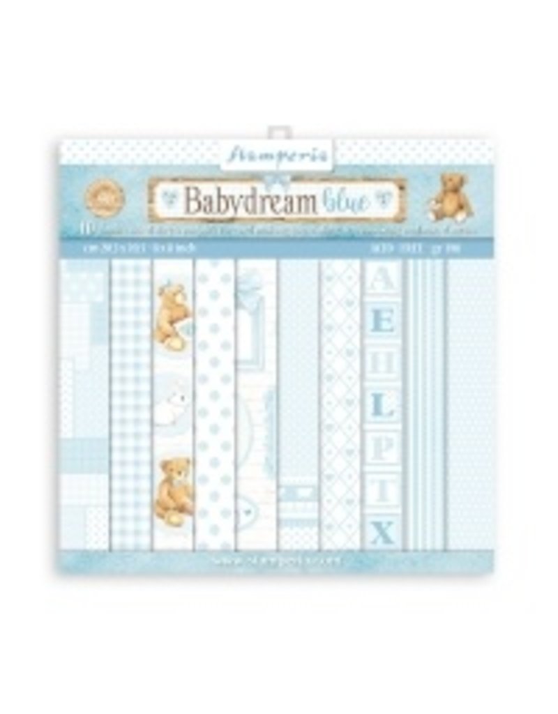 Stamperia Scrapbooking Small Pad 10 sheets cm 20,3X20,3 (8"X8") Backgrounds Selection - Baby Dream Blue