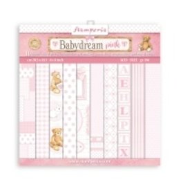 Stamperia Scrapbooking Small Pad 10 sheets cm 20,3X20,3 (8"X8") Backgrounds Selection - BabyDream Pink