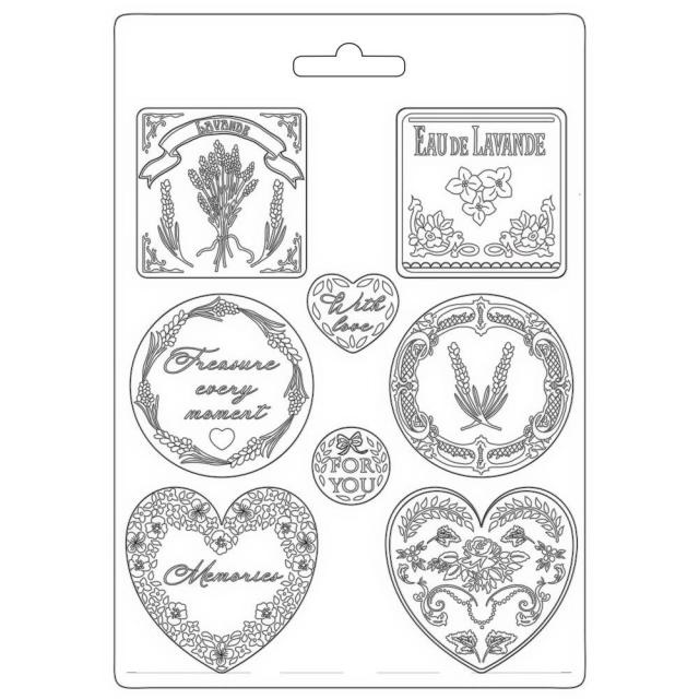 Stamperia Soft Mould A4 - Provence plates and hearts