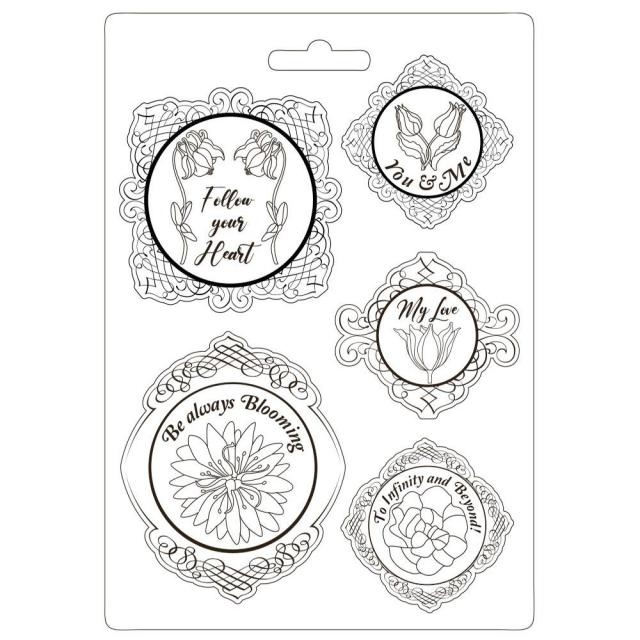 Stamperia Soft Mould A4 - Romantic Garden House frame with flowers