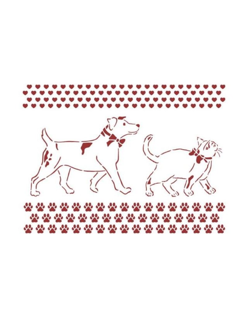 Stamperia Stencil D cm 20x15 -  DayDream dog and cat