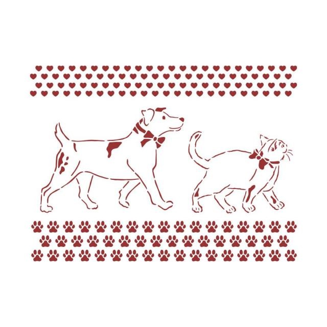 Stamperia Stencil D cm 20x15 -  DayDream dog and cat