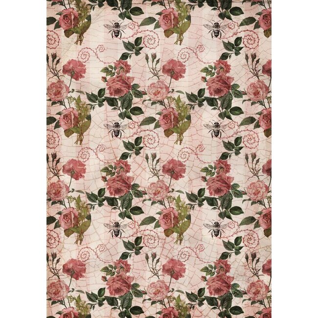 Decoupage Queen Roses and Stripes A3