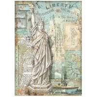 Stamperia A4 Rice paper packed - Sir Vagabond Aviator Statue of Liberty