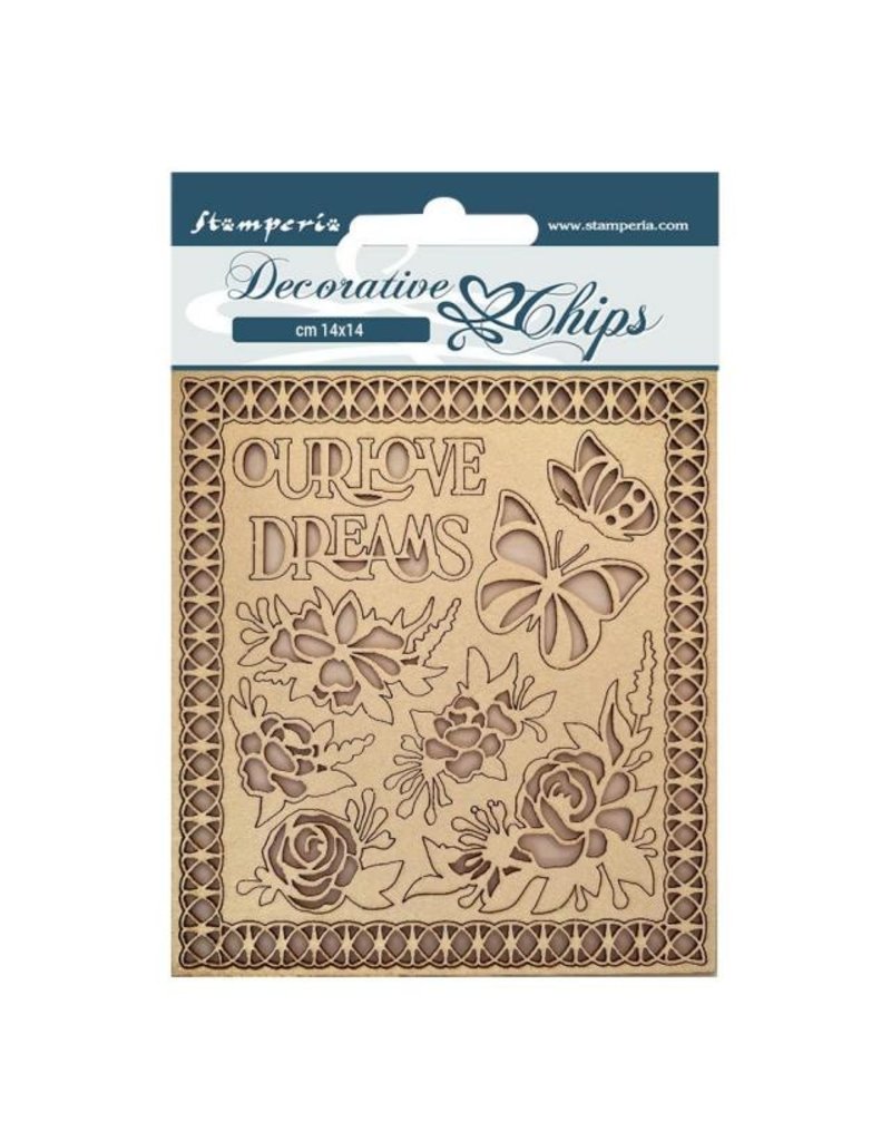 Stamperia Decorative chips cm 14x14 - Garden of Promises Our love, dreams