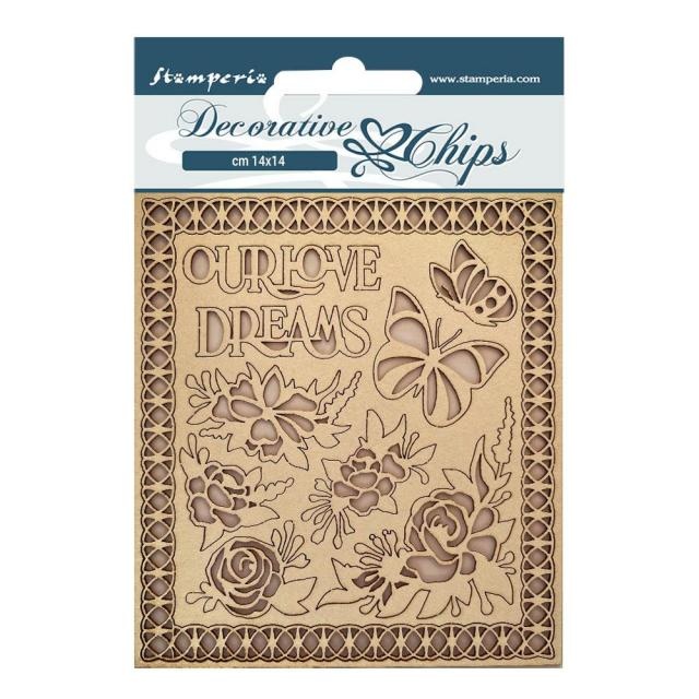 Stamperia Decorative chips cm 14x14 - Garden of Promises Our love, dreams