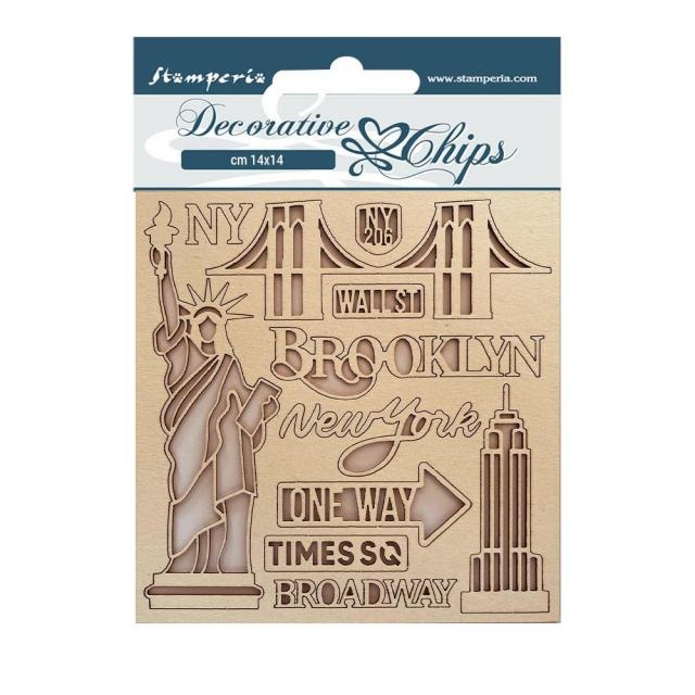 Stamperia Decorative chips cm 14x14 - Sir Vagabond Aviator New York