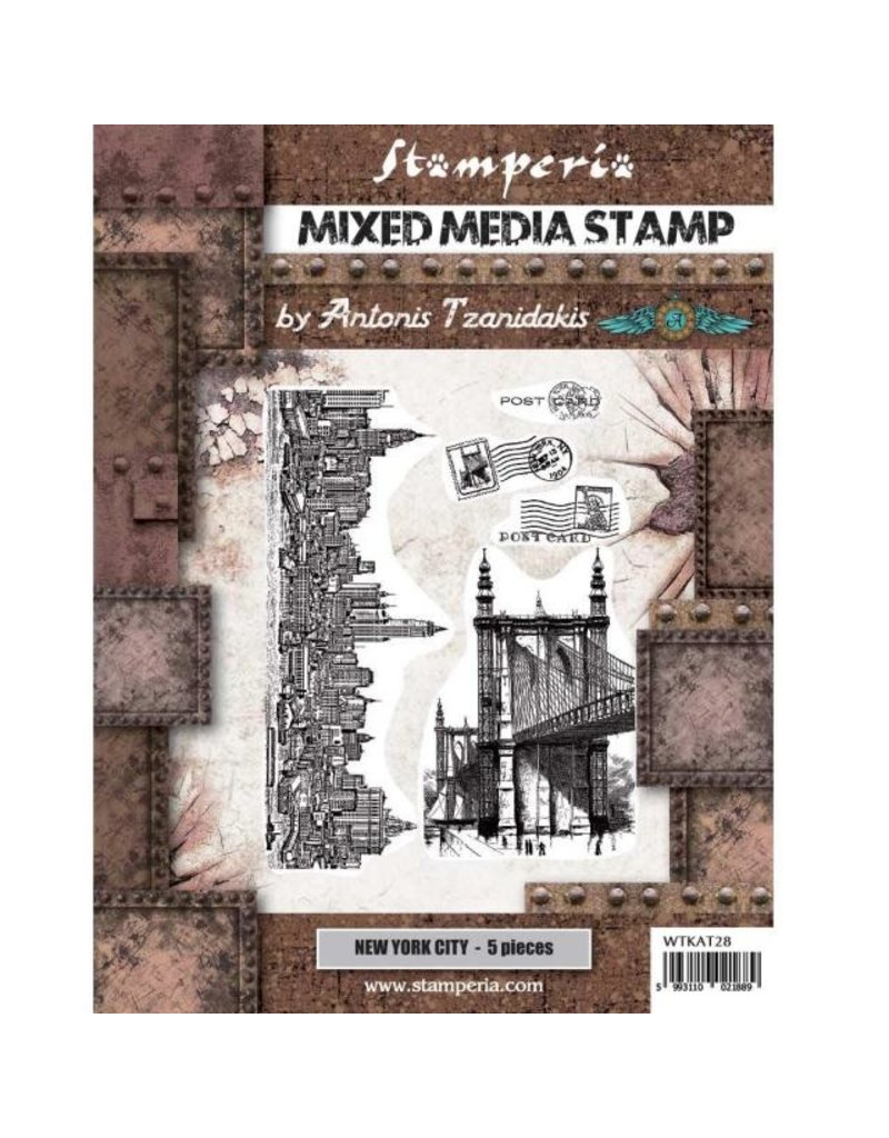 Stamperia Mixed Media Stamp cm 15x20 - Sir Vagabond Aviator New York city