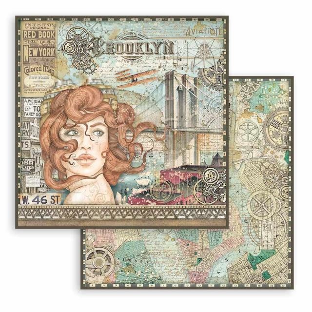 Stamperia Scrapbooking Double face sheet - Sir Vagabond Aviator lady