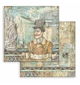 Stamperia Scrapbooking Double face sheet - Sir Vagabond Aviator Statue of Liberty