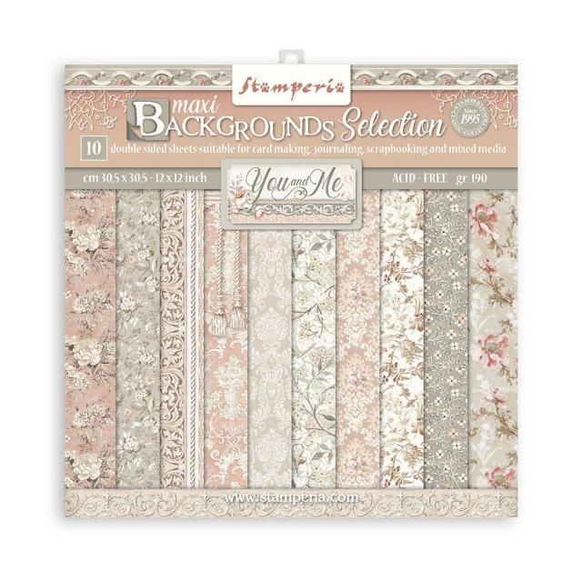 Stamperia Scrapbooking Pad 10 sheets cm 30,5x30,5 (12"x12") Maxi Background selection - You and me