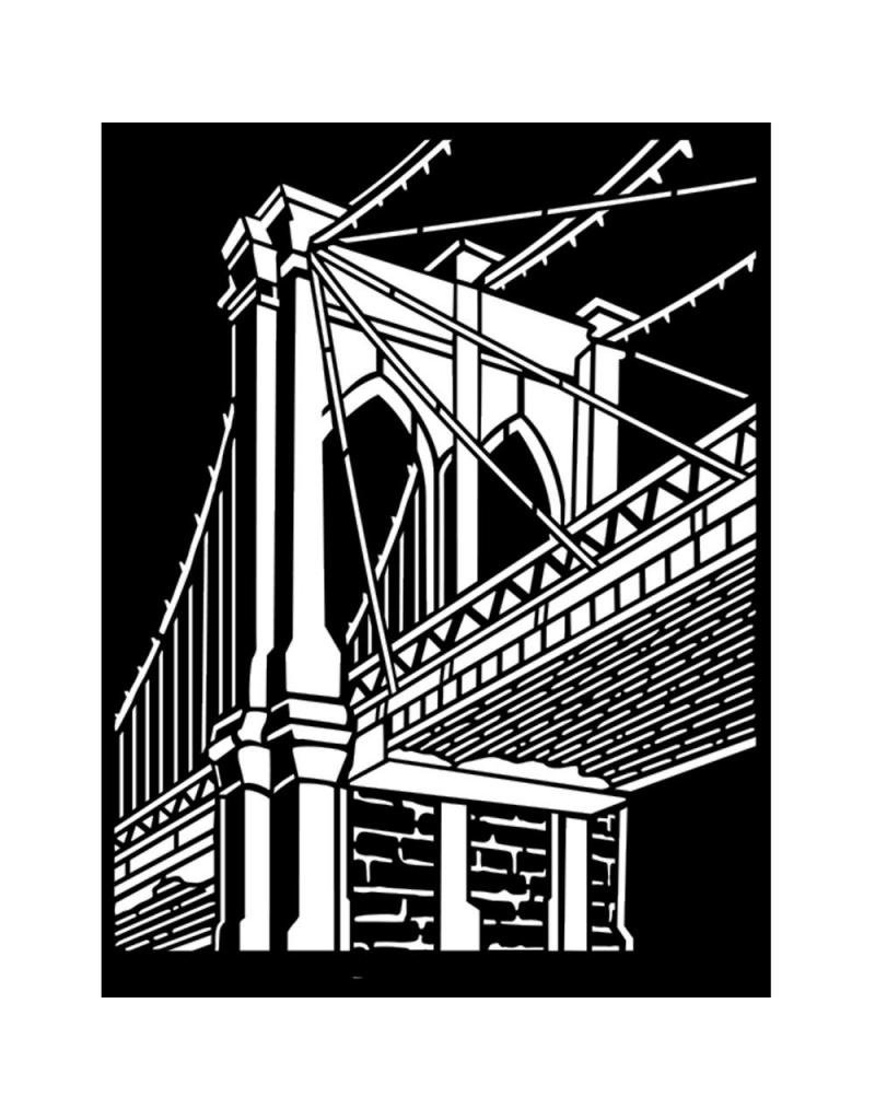 Stamperia Thick stencil cm 20X25 - Sir Vagabond Aviator Brooklyn bridge