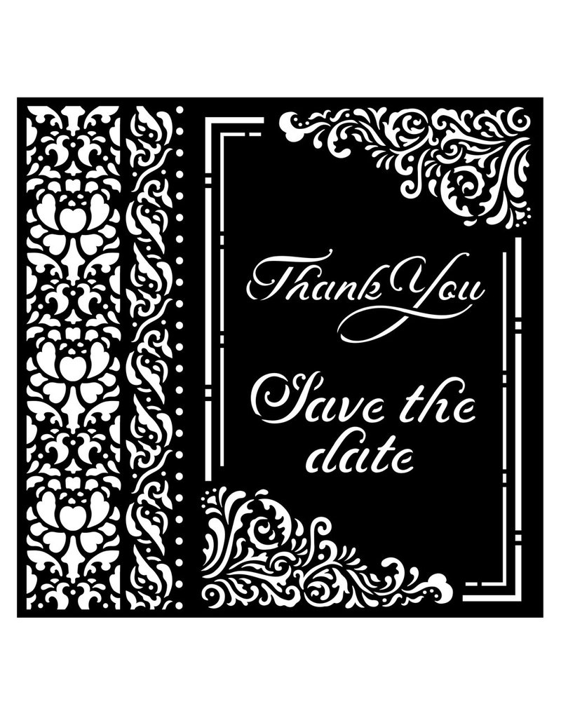 Stamperia Thick stencil cm 18X18 - You and me thank you save the date