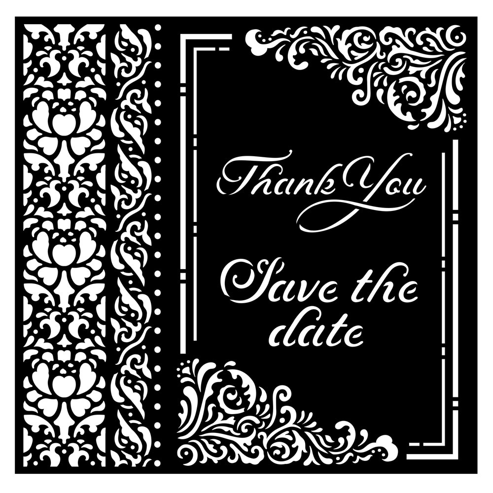 Stamperia Thick stencil cm 18X18 - You and me thank you save the date