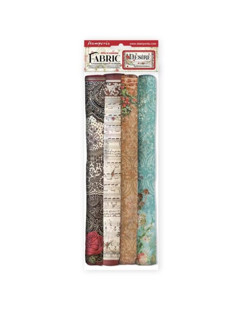 Stamperia Pack 4 sheets fabric cm 30x30 - Desire