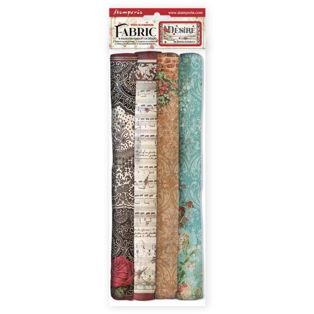 Stamperia Pack 4 sheets fabric cm 30x30 - Desire