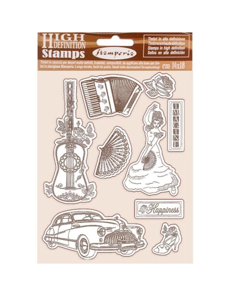 Stamperia HD Natural Rubber Stamp cm 14x18 - Desire elements