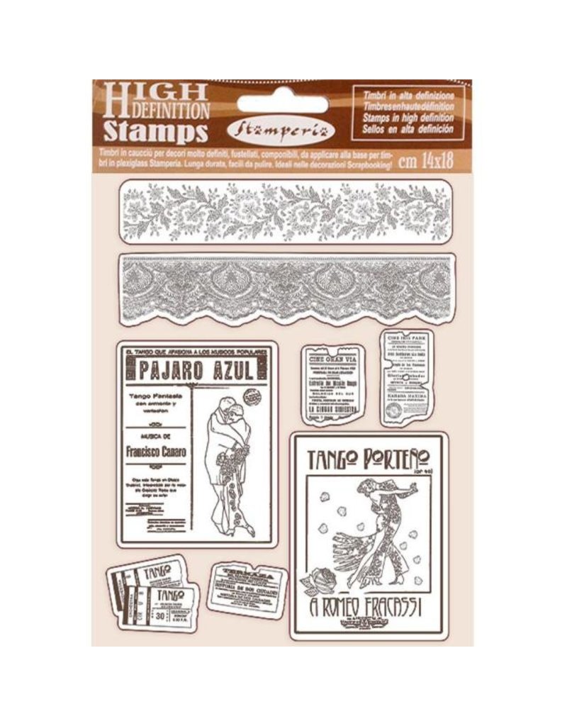 Stamperia HD Natural Rubber Stamp cm 14x18 - Desire borders and frame