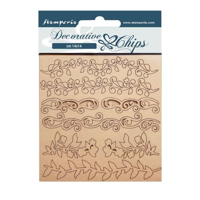 Stamperia Decorative chips cm 14x14 - Desire borders