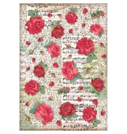 Stamperia A4 Rice paper packed - Desire red roses