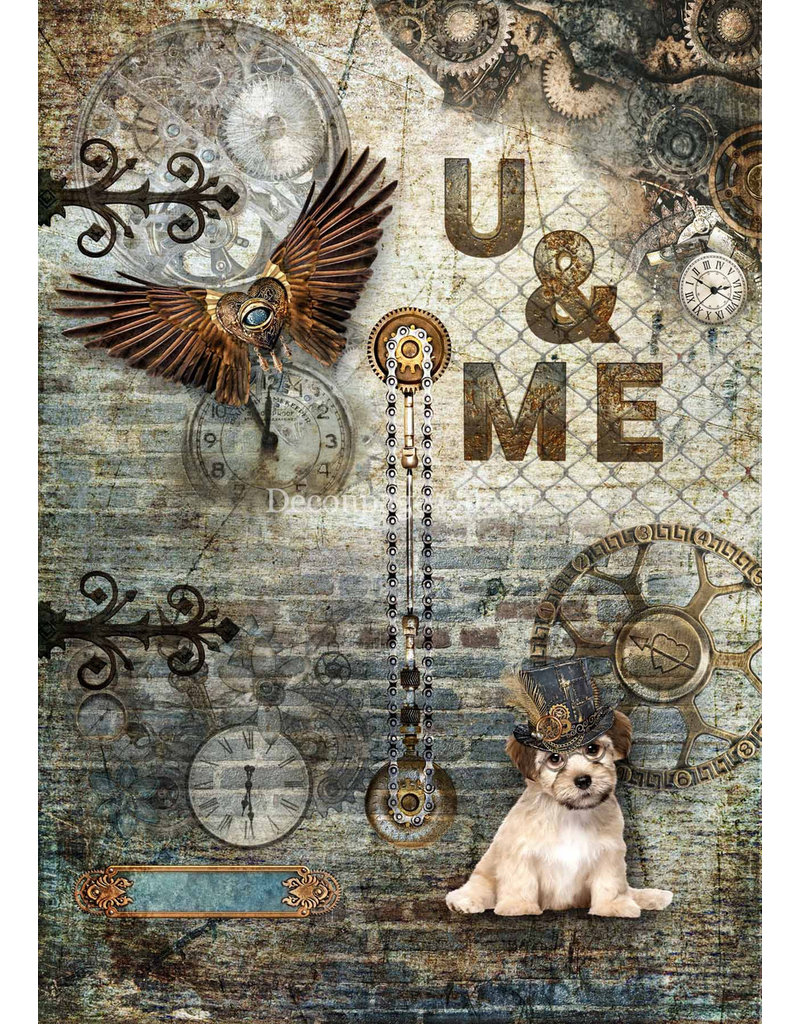 Decoupage Queen Steampunk Dog A4