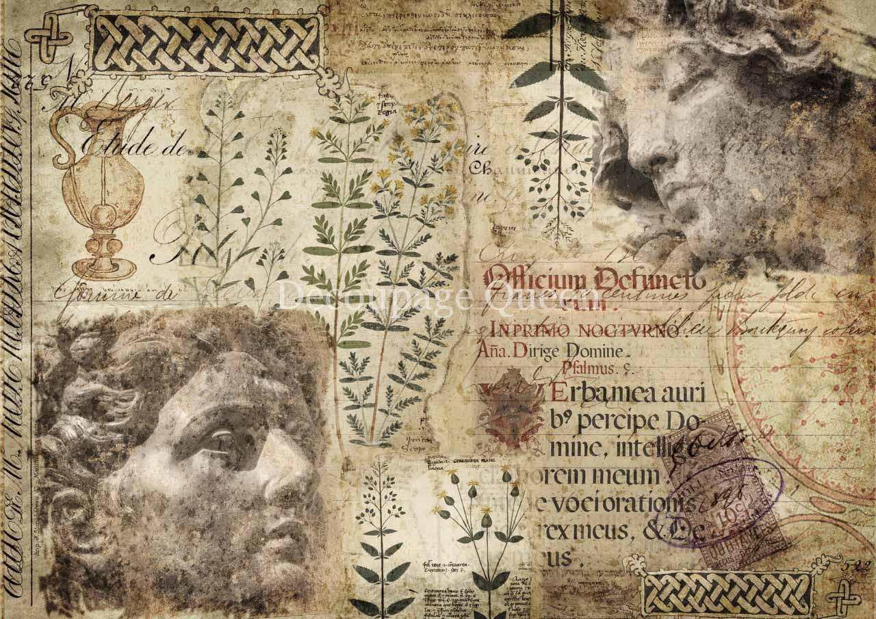 Decoupage Queen Roman Statues A4