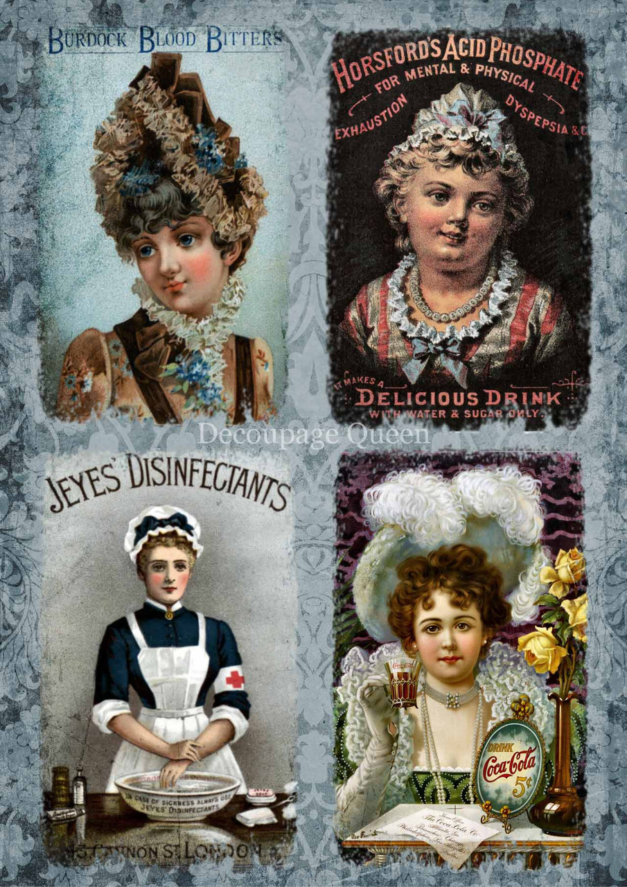 Decoupage Queen Vintage Ads A4