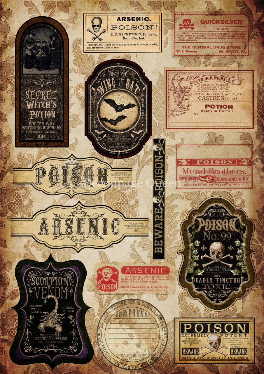 Decoupage Queen Beware of Poison A4