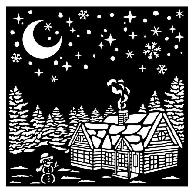 Stamperia Thick stencil cm 18X18 - Christmas village