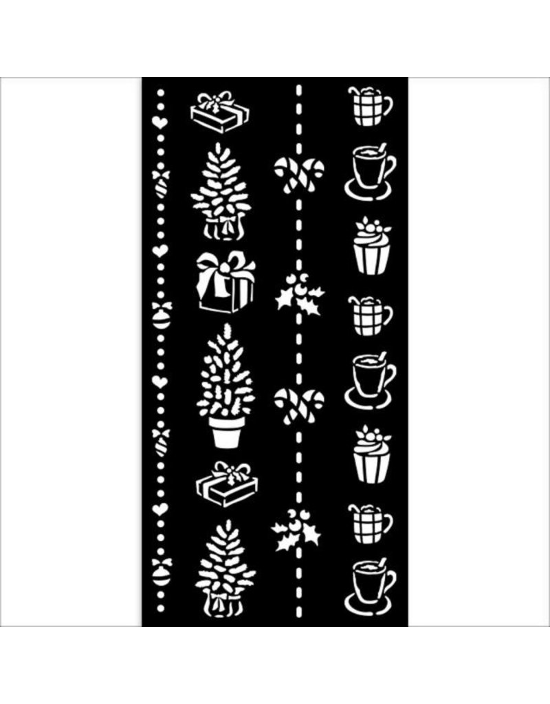 Stamperia Thick stencil cm 12X25 - Christmas border gift and cups