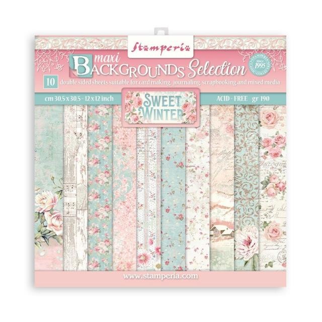 Stamperia Scrapbooking Pad 10 sheets cm 30,5x30,5 (12"x12") Maxi Background selection - Sweet winter