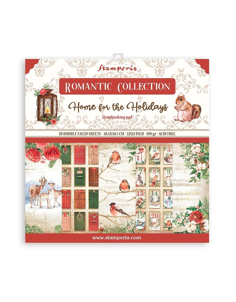 Stamperia Scrapbooking Pad 10 sheets cm 30,5x30,5 (12"x12") - Romantic Home for the holidays